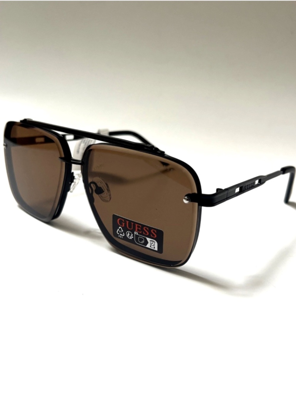 New GUESS Aviator Sunglasses GO00097 Double Bridge Metal Matte Black Rimless